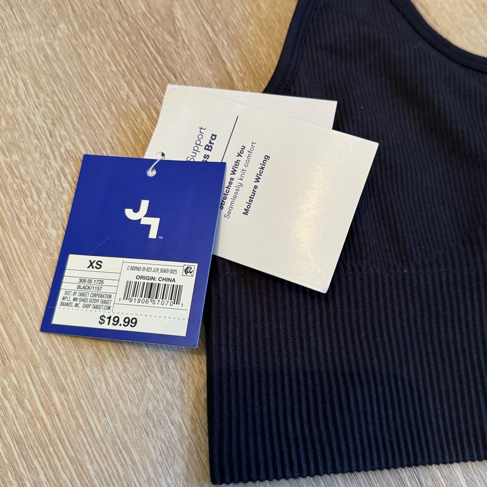 JoyLab Black Ribbed Sports Bra - Picture 2 of 3